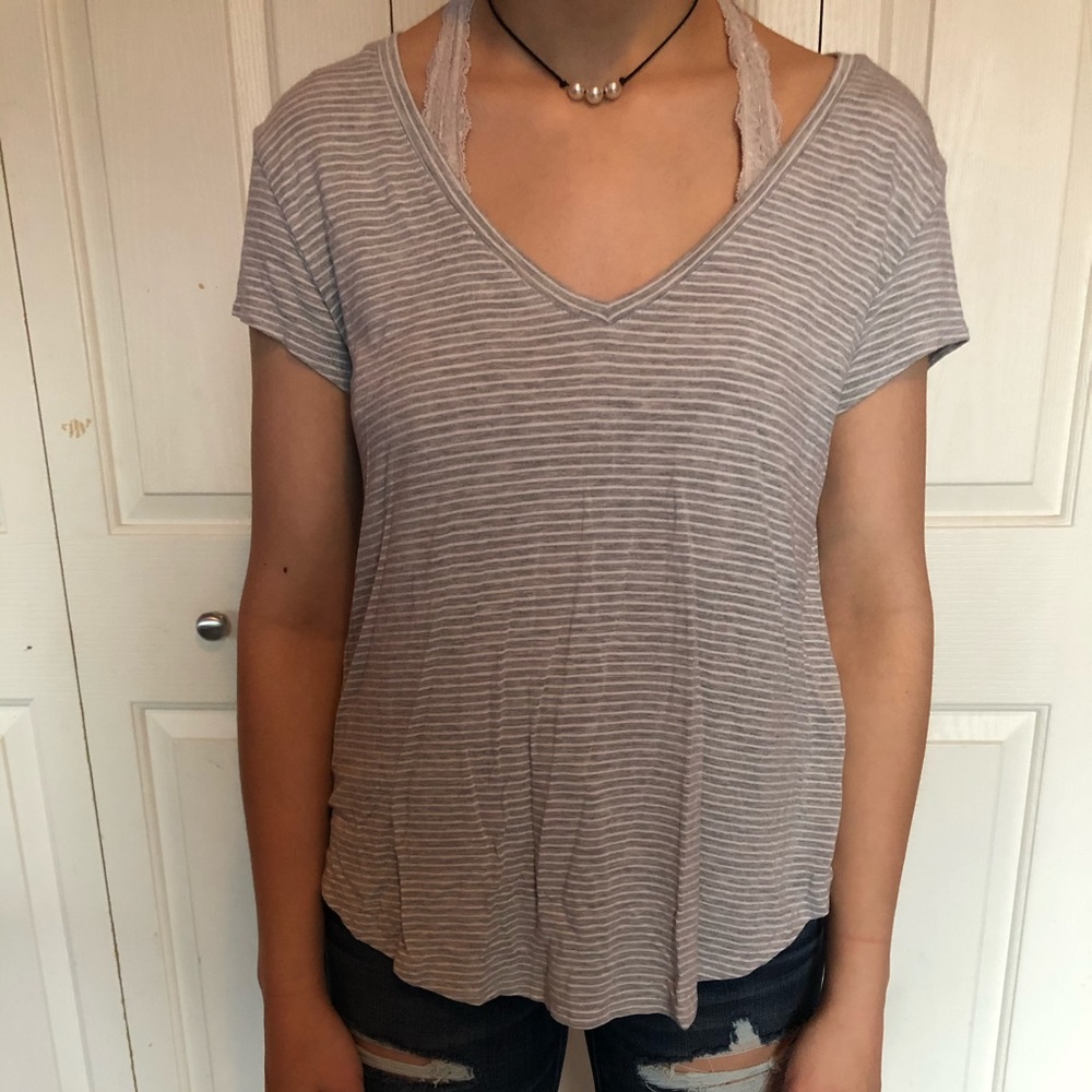 American Eagle Outfitters striped v-neck